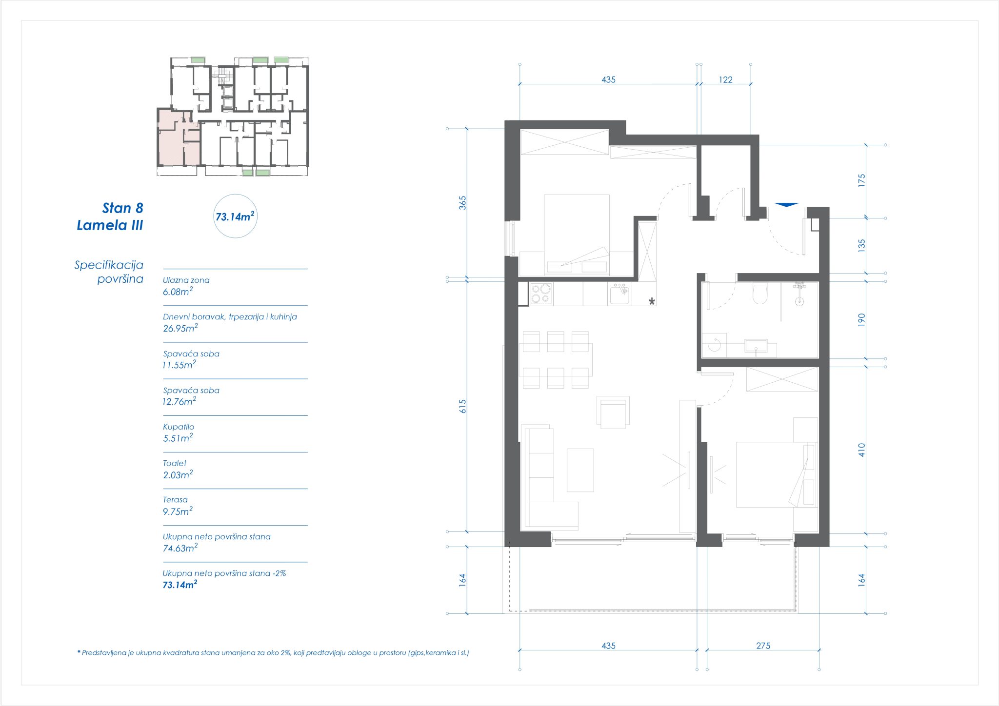 Plan, osnova stana broj 8