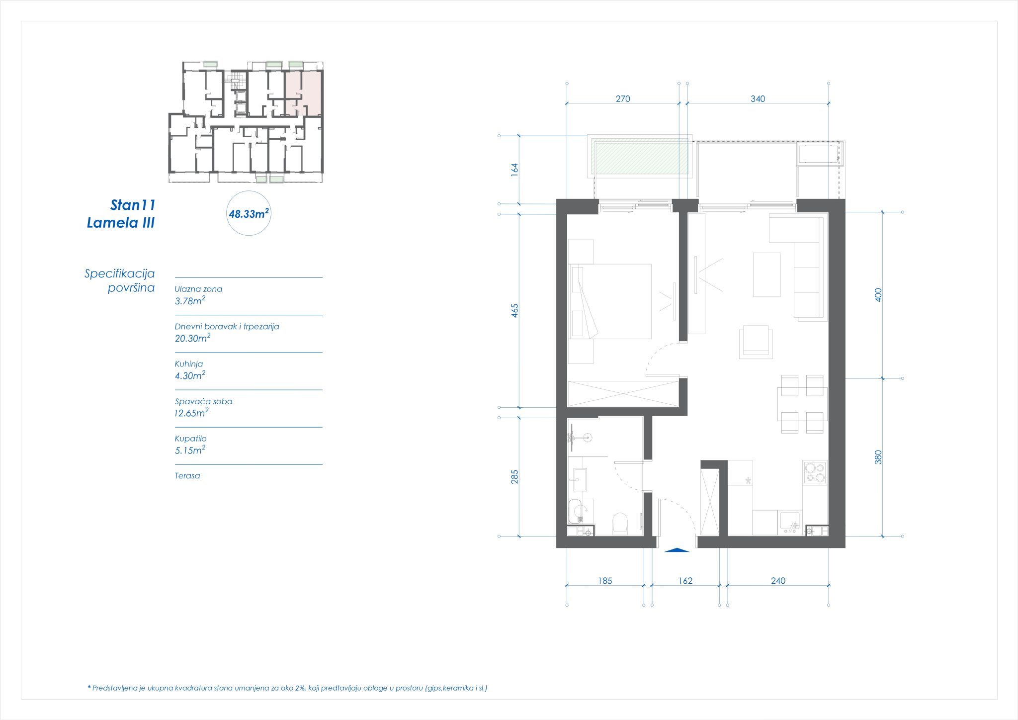 Plan, osnova stana broj 11