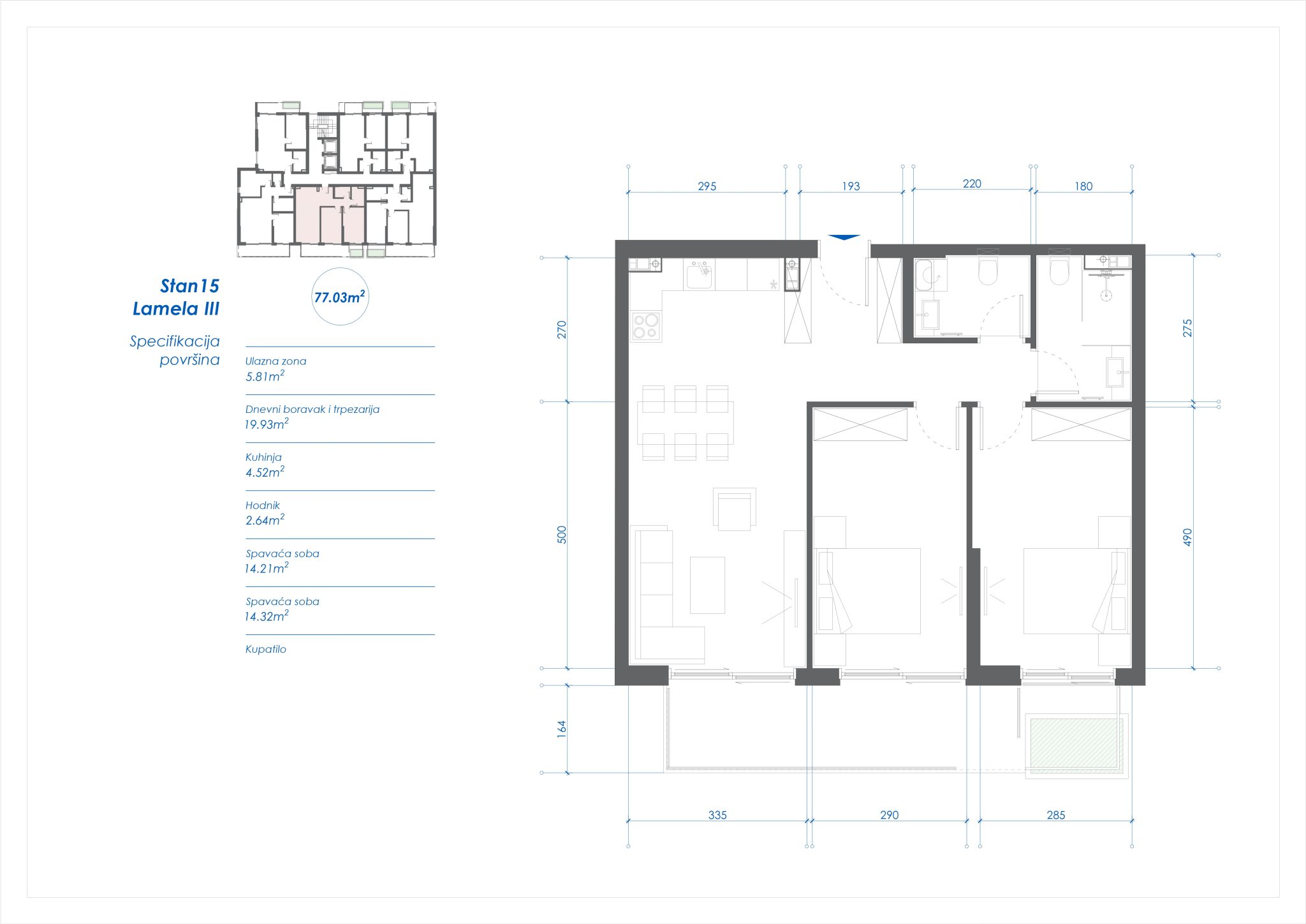 Plan, osnova stana broj 15