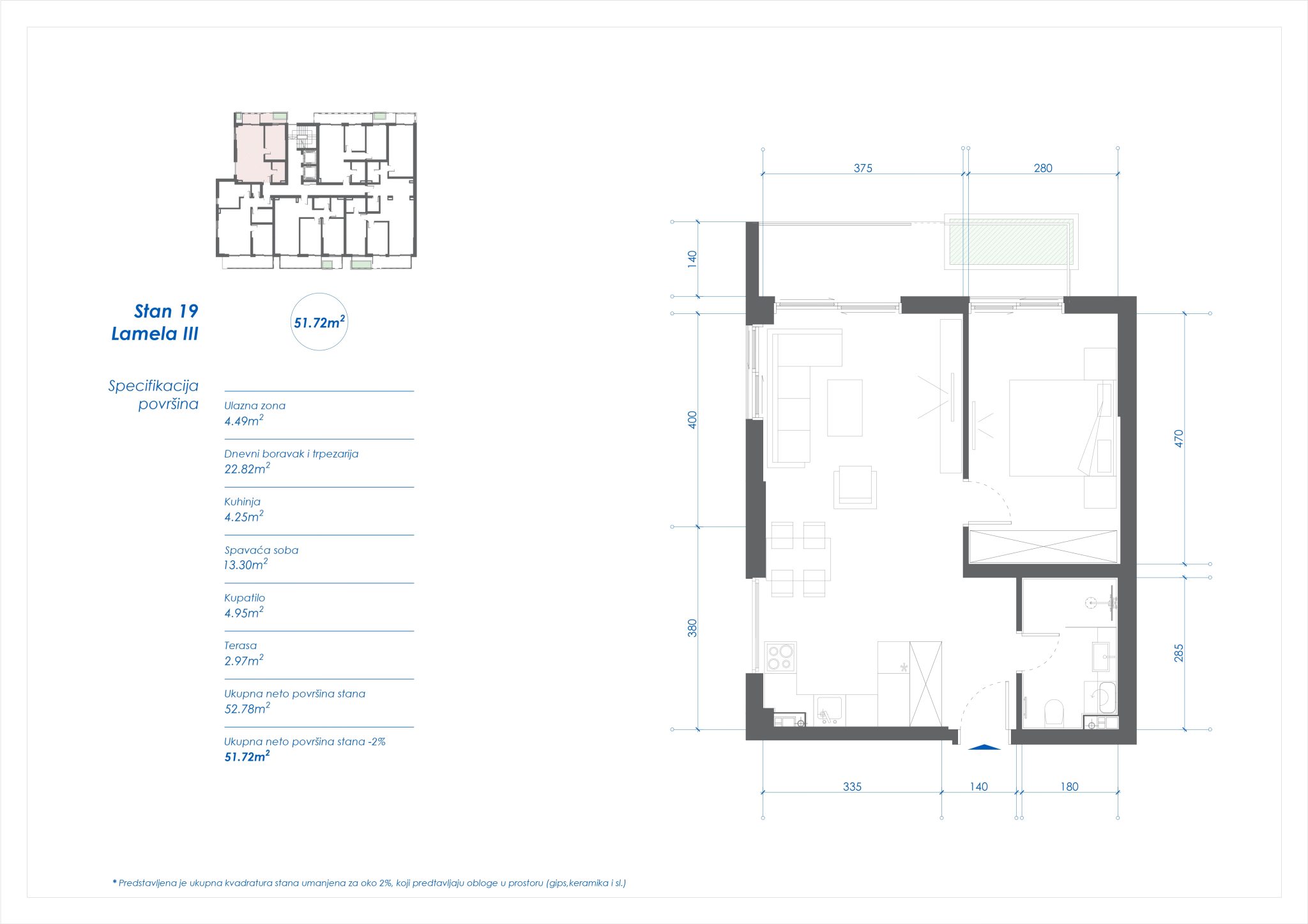 Plan, osnova stana broj 19