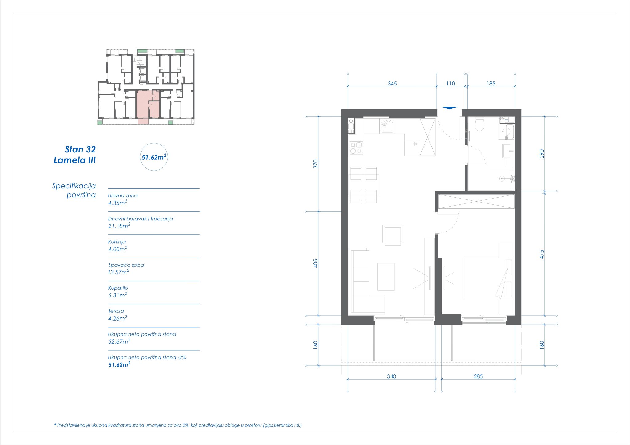 Plan, osnova stana broj 32