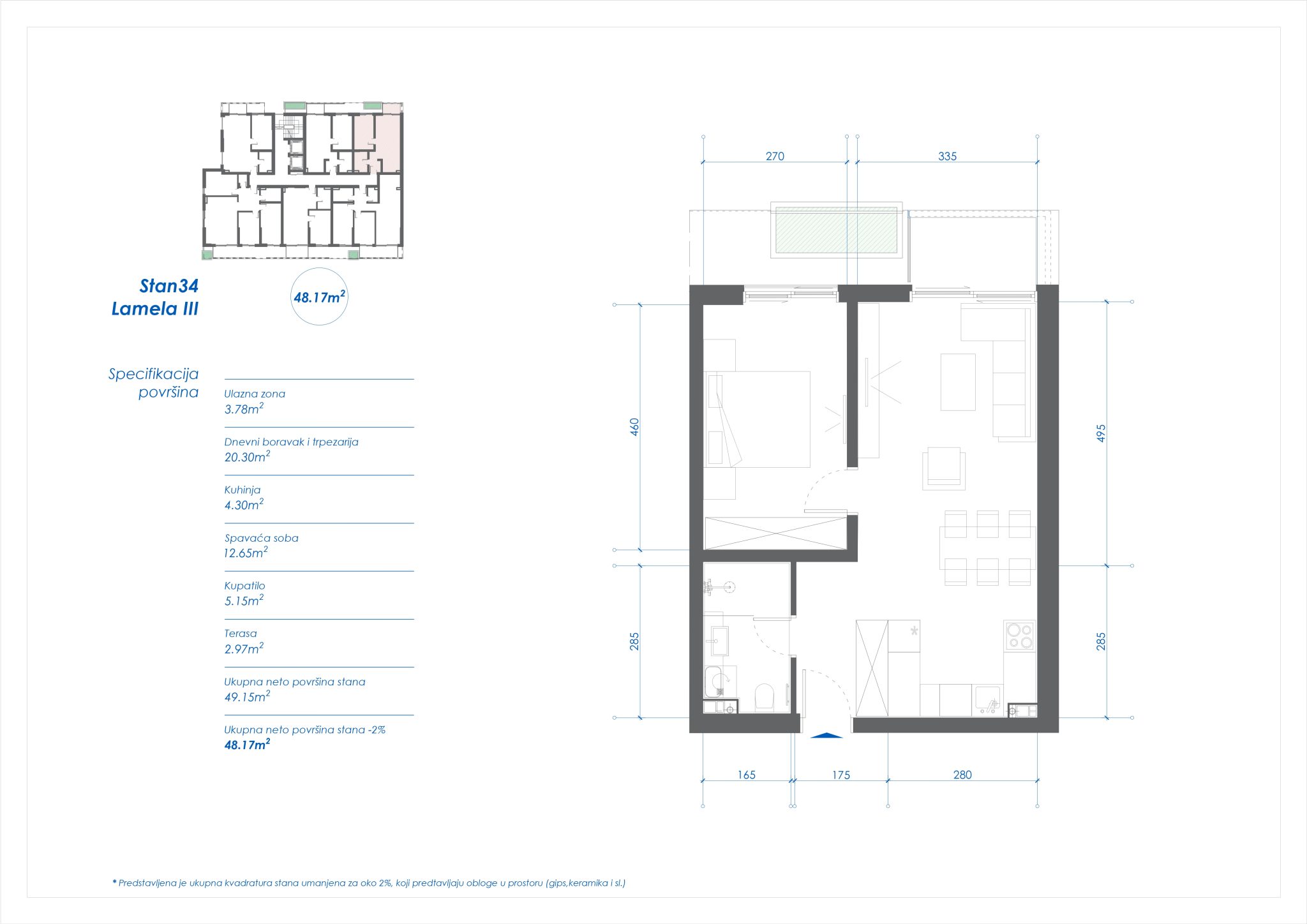 Plan, osnova stana broj 34